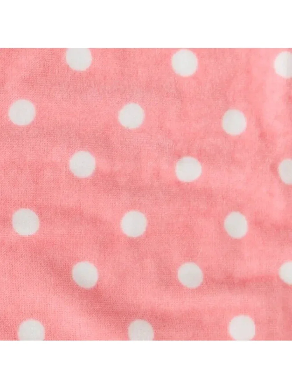 BEACH BUNNY PINK & WHITE POLKA DOT BEACH TOWEL WITH AQUA BLUE RUFFLE SATIN TRIM